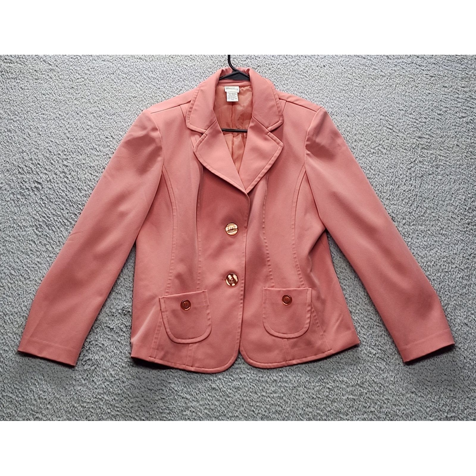 Giorgio Fiortini Collection Women's Blazer Jacket Size 14 Peach Coral Pads